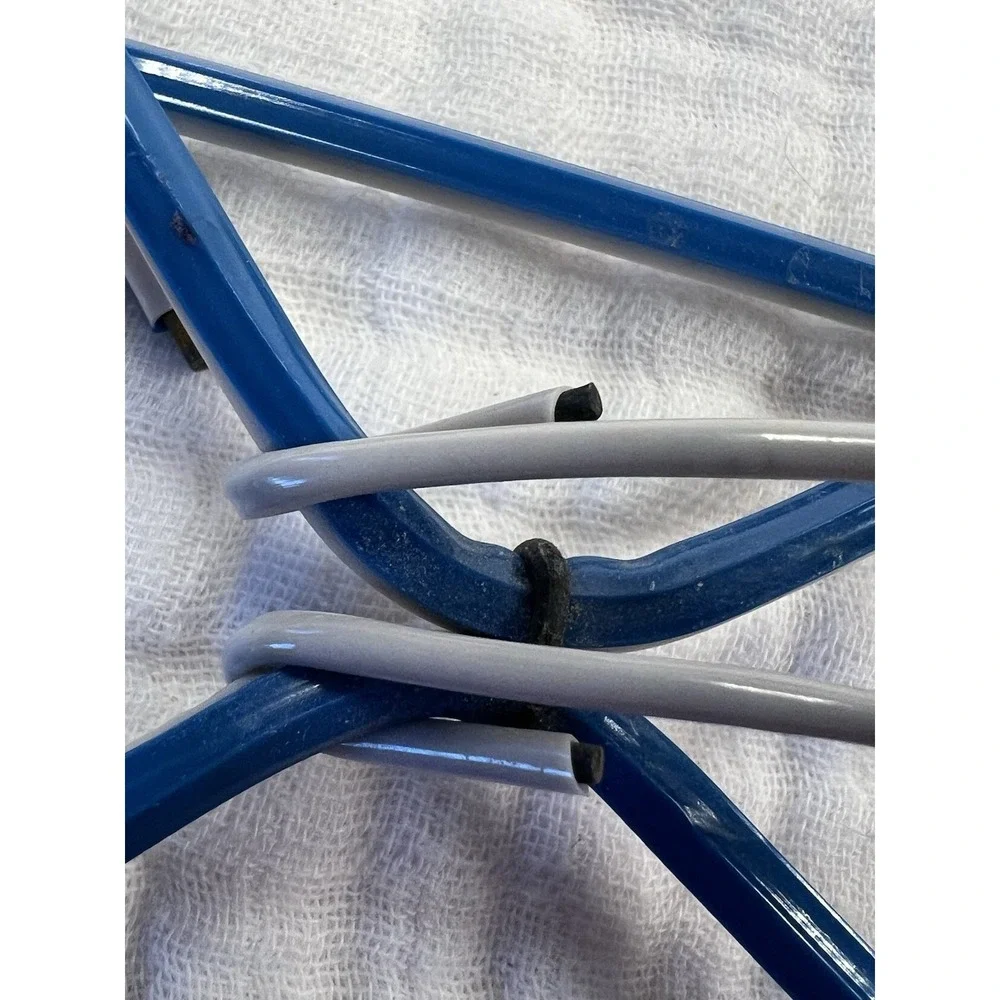 Vintage Folding Wire Travel Clothes Hanger Blue Vinyl Coated Collapsible Luggage